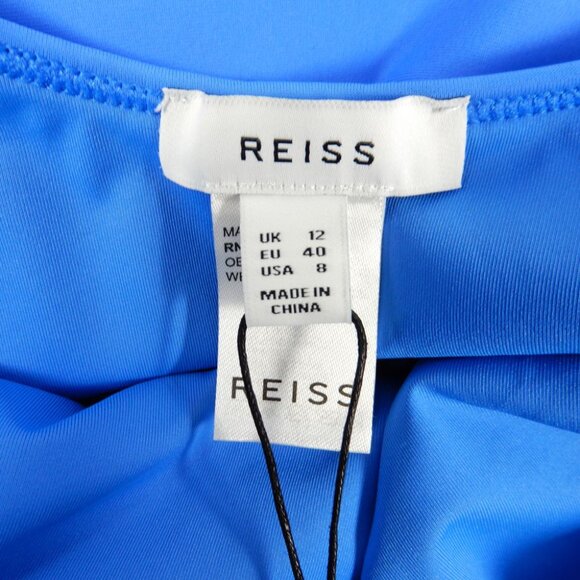 REISS Gia Halter One Piece SWIMSUIT Size US 8 Blue NEW - Picture 5 of 9